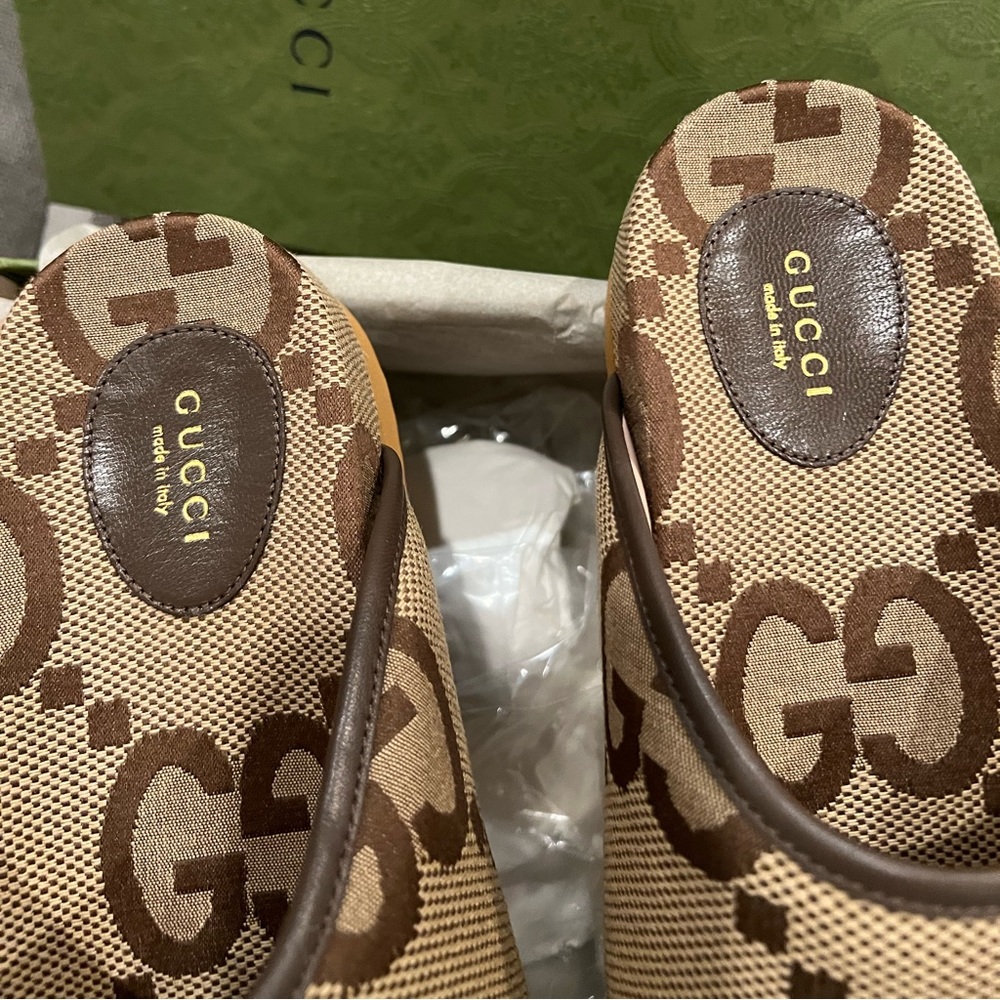 SOLD -NEW Gucci jumbo GG logo Angelina platform slides - Picture 6 of 14